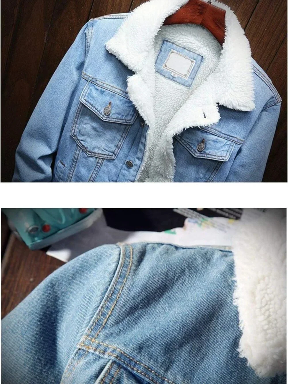Cozy Sherpa Lined Denim Trucker Jacket for Men - Thick, Stylish Outerwear